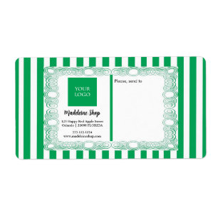Green Stripes & Curly Frame & Logo