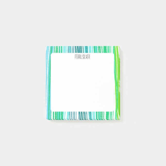 Green Stripes CUSTOM Chic Monogram Personalized Post-it Notes (Front)