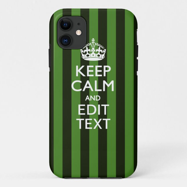 Green Stripes Decor Keep Calm Your Text Case-Mate iPhone Case (Back)