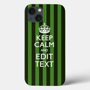 Green Stripes Decor Keep Calm Your Text iPhone 13 Case