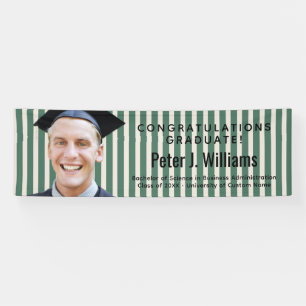 Green Stripes Edit Photo Congratulations Graduate Banner