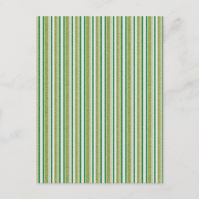 Green Stripes Glitter Postcard (Front)