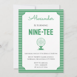 Green Stripes Golf 90th Birthday Party Invitation