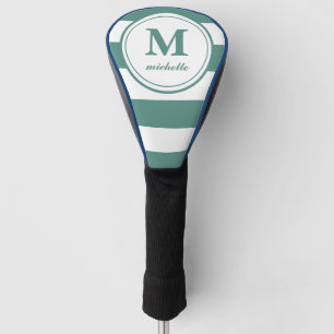 Green stripes    Golf   personalized NAME monogram Golf Head Cover