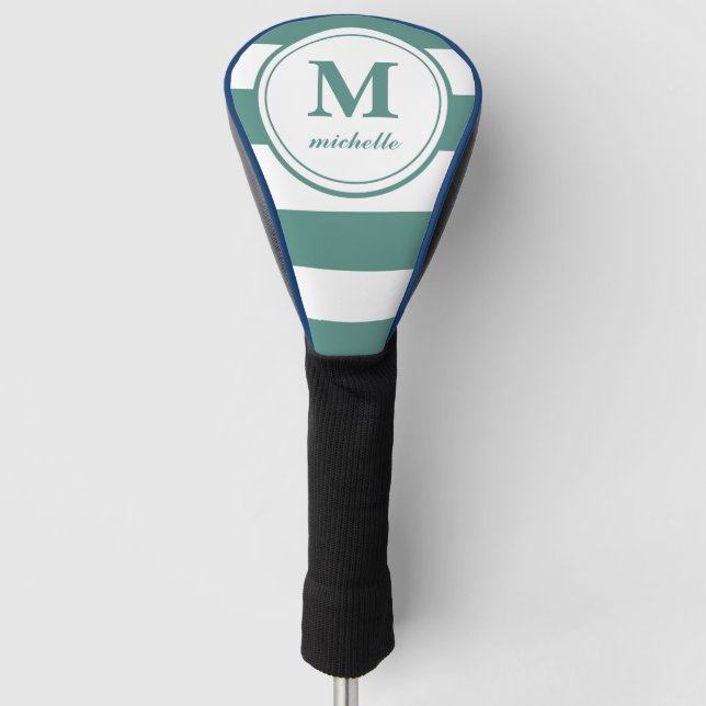 Green stripes  | Golf | personalized NAME monogram Golf Head Cover (Front)