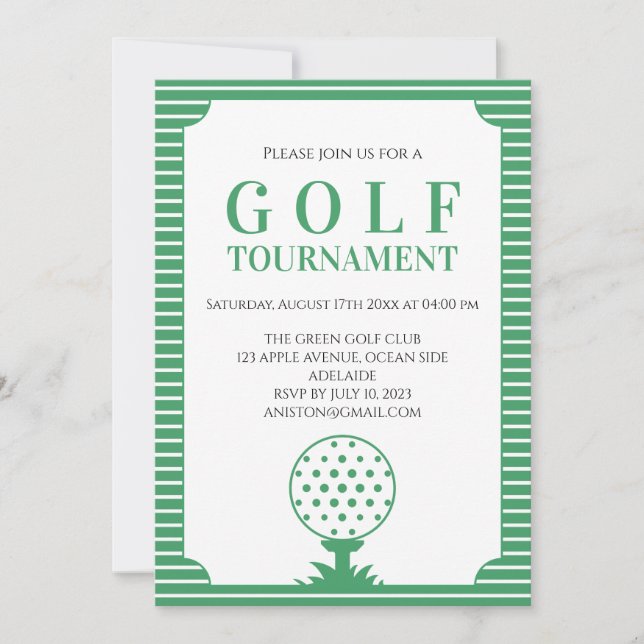 Green Stripes Golf Tournament Invitation (Front)