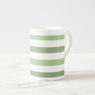 Green Stripes Horizontal Bone China Mug