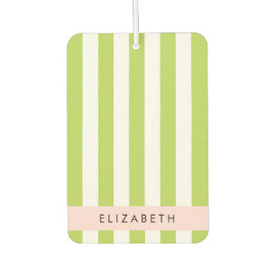 Green Stripes, Lines, Striped Pattern, Your Name Air Freshener