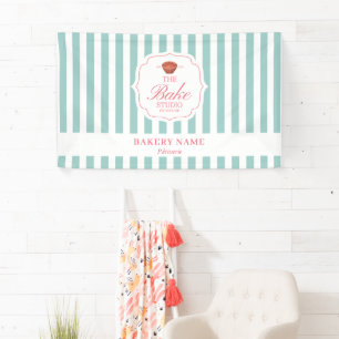 Green Stripes Logo Wall Pop Up Shop Vendor Event Banner