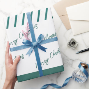 Green Stripes   Merry Christmas Wrapping Paper