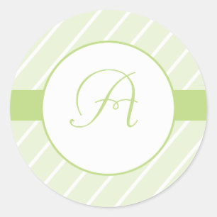 Green Stripes Pattern Monogram Stickers