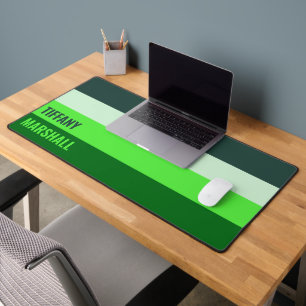 Green Stripes Pattern Name Desk Mat