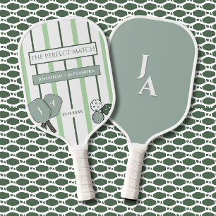Green Stripes Perfect Match Couples  Pickleball Paddle