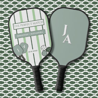 Green Stripes Perfect Match Couples  Pickleball Paddle