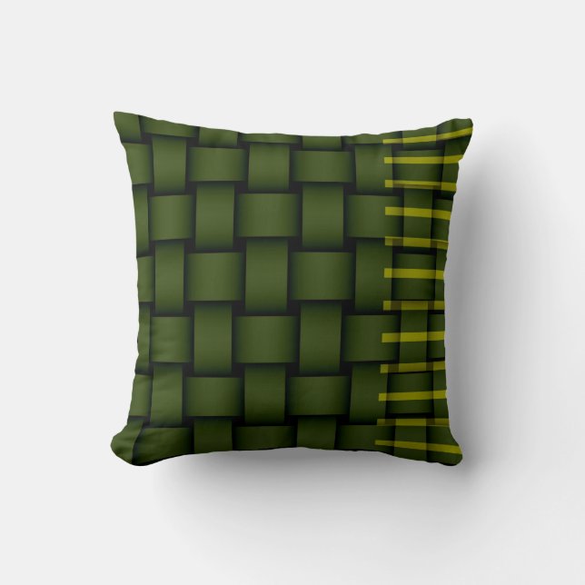 Green stripes retro graphic design throw pillow (Front)