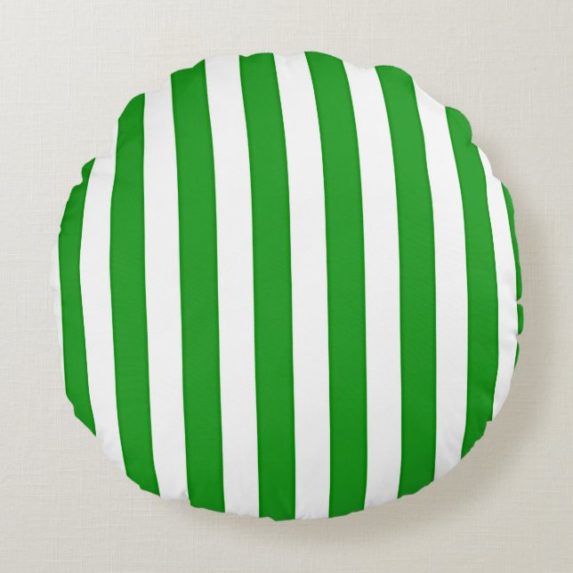 Green  Stripes  Round Pillow (Front)