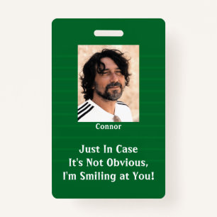 Green Stripes Smiling Behind Your Mask Hello Badge