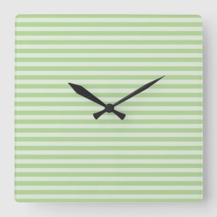 Green Stripes Square Wall Clock