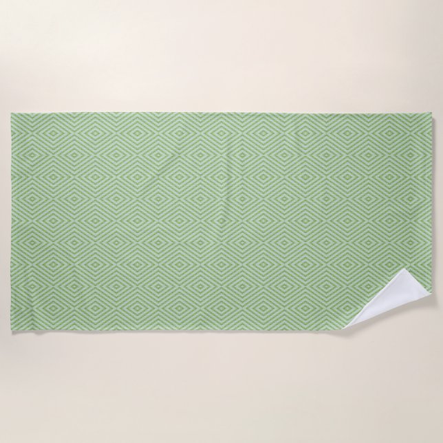 Green Stripes Squash Pattern Beach Towel (Front)
