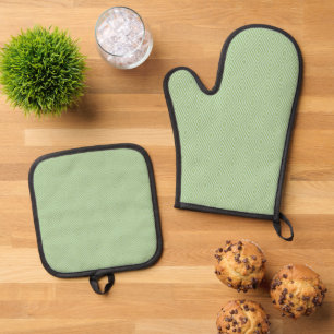 Green Stripes Squash Pattern Oven Mitt & Pot Holder Set