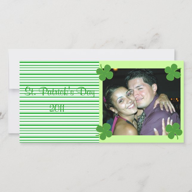 Green Stripes St. Patrick's Photo Card (Front)