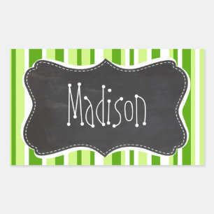 Green Stripes; Striped; Vintage Chalkboard Sticker