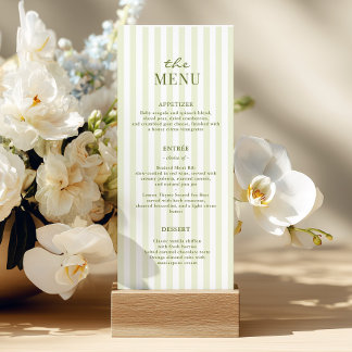 Green Stripes Wedding Menu