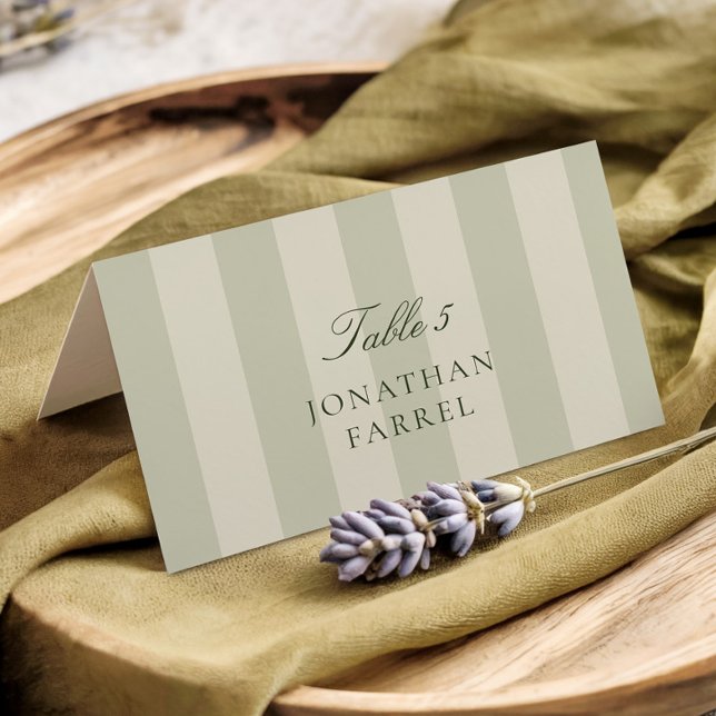 Green Stripes Wedding Place Cards (Creator Uploaded)