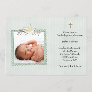 Green Stripes, White Dove, Religious Photo Card