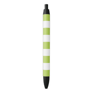 Green Stripes, White Stripes, Striped Pattern Black Ink Pen