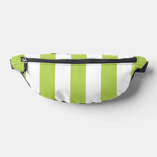 Green Stripes, White Stripes, Striped Pattern Fanny Pack