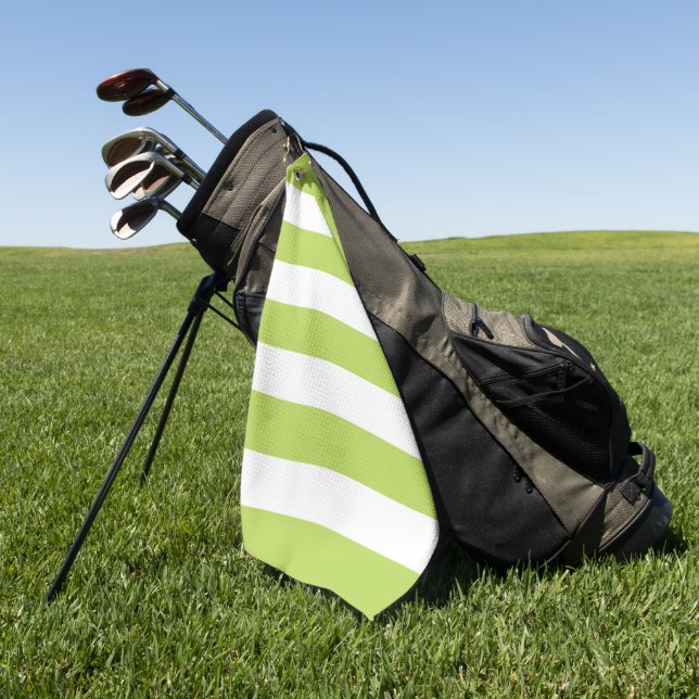 Green Stripes, White Stripes, Striped Pattern Golf Towel (Green)