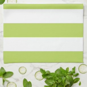 Green Stripes, White Stripes, Striped Pattern Kitchen Towel