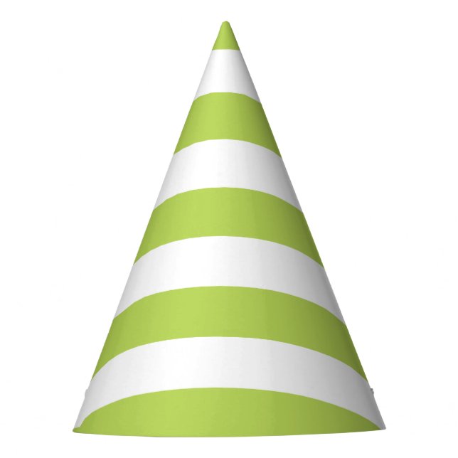 Green Stripes, White Stripes, Striped Pattern Party Hat (Front)