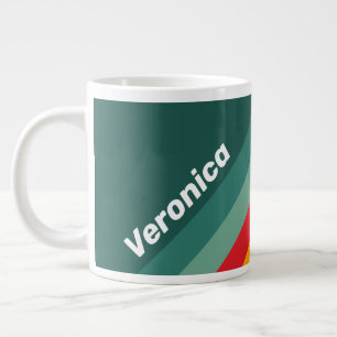 Green Stripes with Name Large Coffee Mug