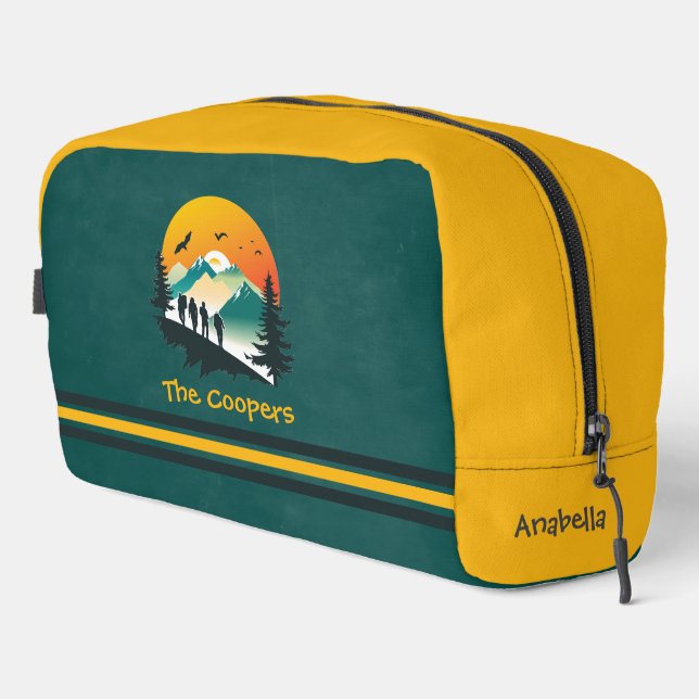 Green | Stripes | Woods & Mountain Hikers Custom Dopp Kit (Right Corner)