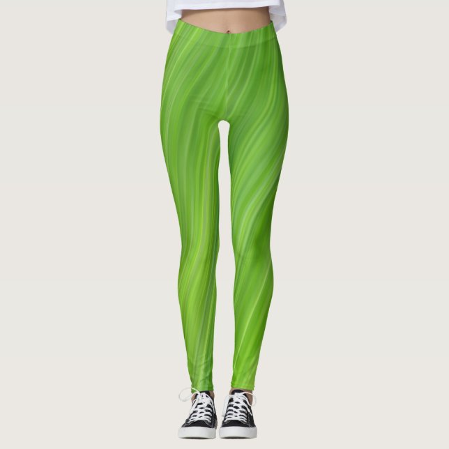 Green strips pattern leggings (Front)