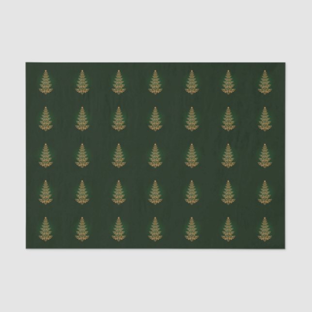 Green Stylish Christmas Tree Tissue Paper (Front)