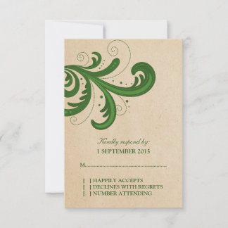 Green Stylish Swirls Response Card
