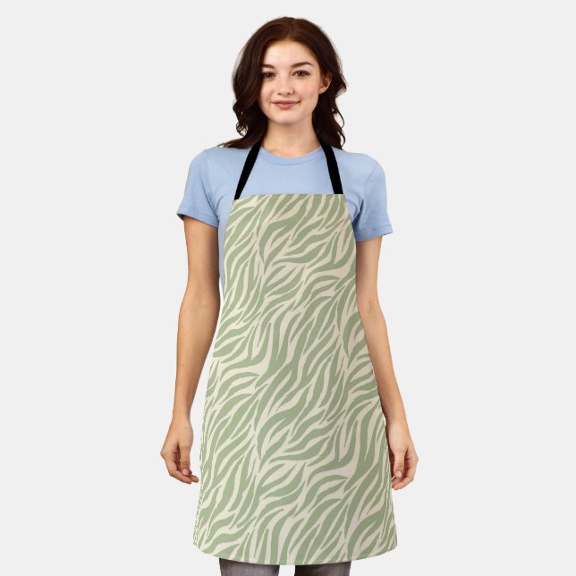 Green Stylish Tiger Stripes Apron (Worn)