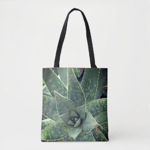 Green succulent aloe photography tote bag