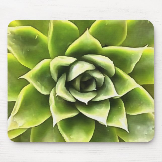 Green Succulent Close Up Cacti Art Mouse Pad (Front)
