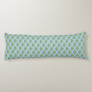 Green Succulent Jade Tree Leaves on Light Blue Body Pillow