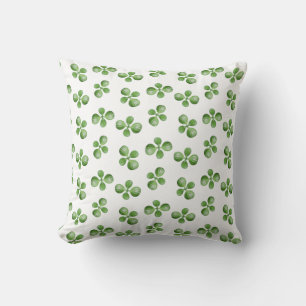Green Succulent Leaves on White Throw Pillow