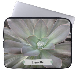 Green Succulent Photograph Personalized Laptop Sleeve