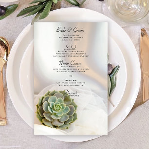 Green Succulent sur le menu Mariage blanc