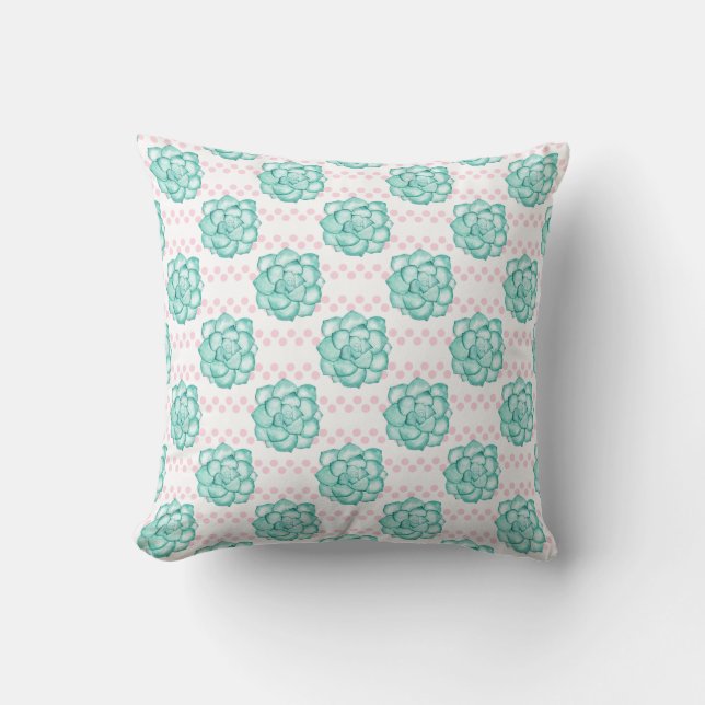 Green Succulent Throw Pillow (Front)