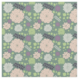Green Succulents Floral Pattern Fabric