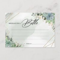 Green succulents foliage Message in a bottle card