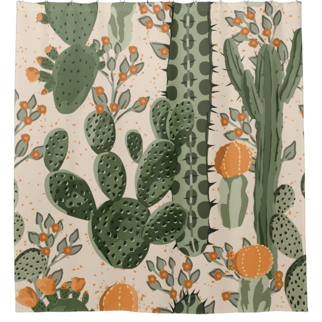 Green succulents, orange flowers, beach wallpaper. (Front)